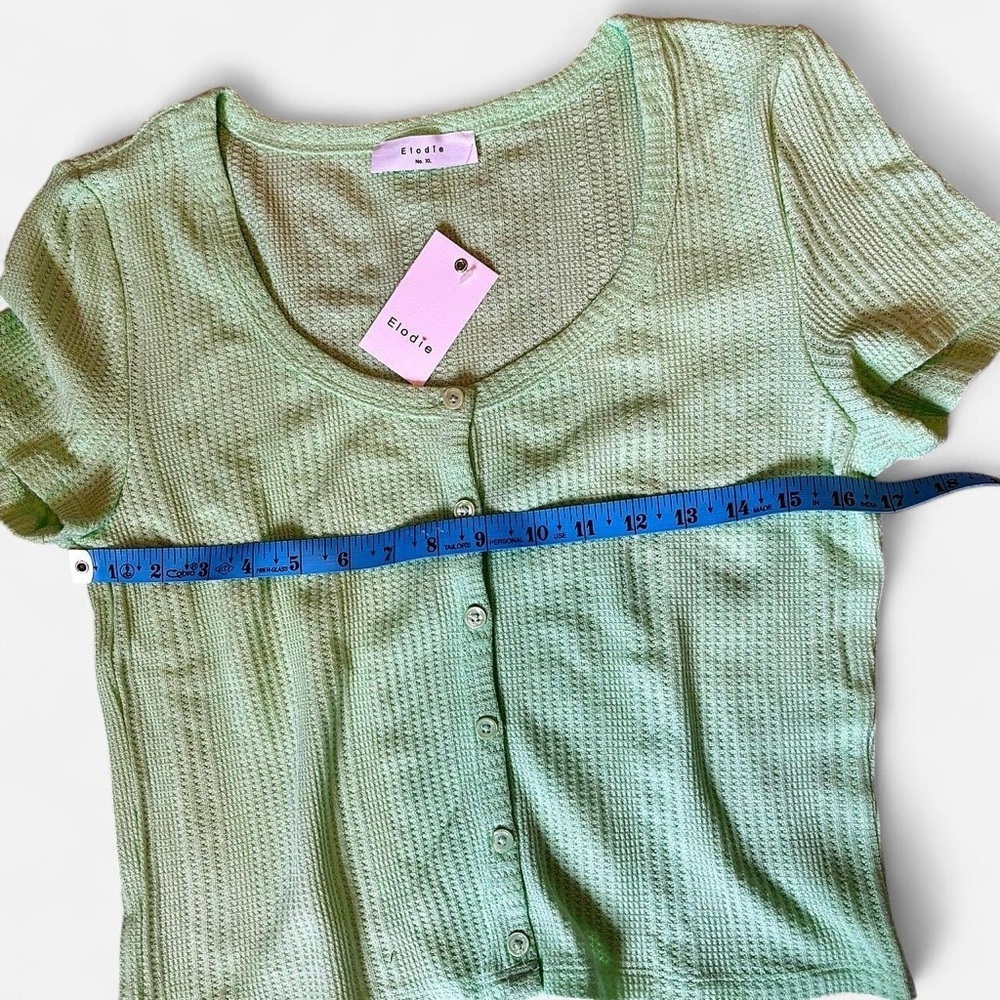 Elodie Waffle Knit Button-Front Top | Pistachio Green | Size XL | NWT - Picture 5 of 5